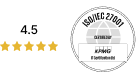 4.5 sterren beoordeling en ISO certificering