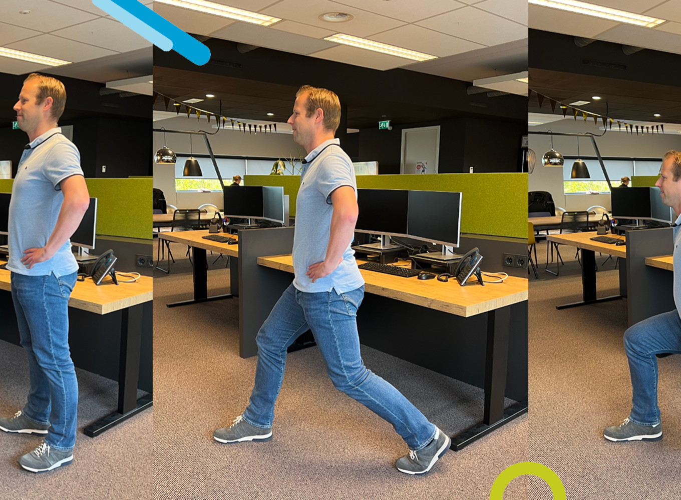 Lunges op de werkvloer met onze collega Elmar